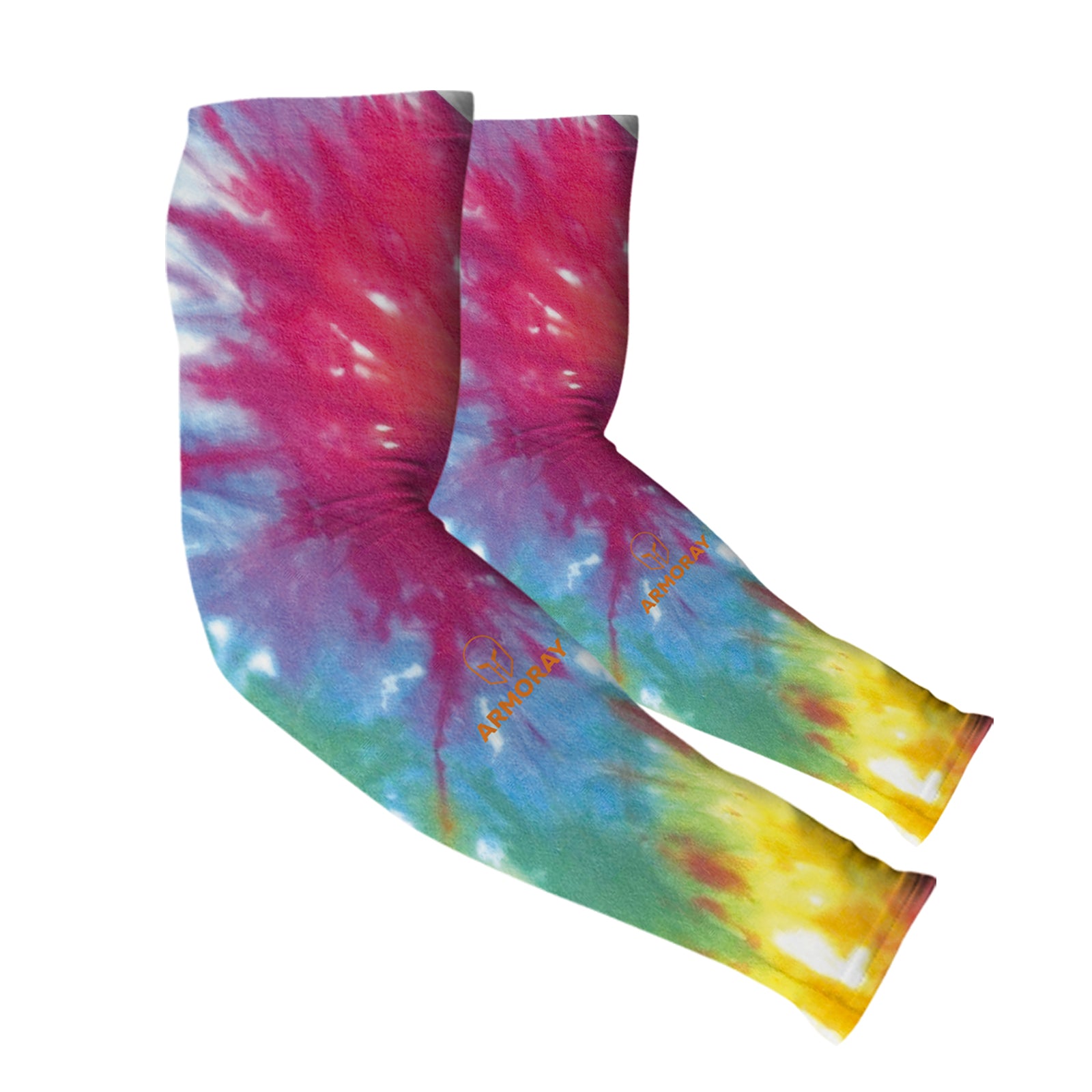 Armoray® Designer Arm Sleeves by ARMORAY Basics feature a colorful tie-dye pattern in red, pink, blue, green, and yellow, and provide UPF 50+ sun protection. Choose from 35+ bold looks for stylish protection.